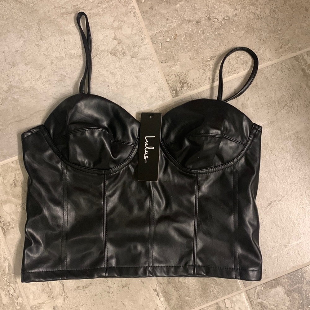 NWT faux leather bustier.